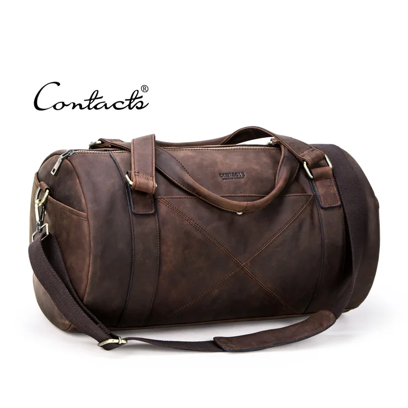 Мужская сумка через плечо большая дорожная из натуральной кожи на молнии