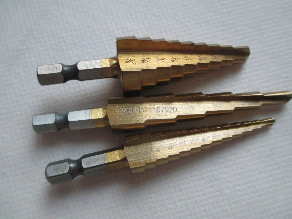 3 шт. Титан покрытием Шаг сверло комплект unibit sae конусные дыропробивной пресс hss