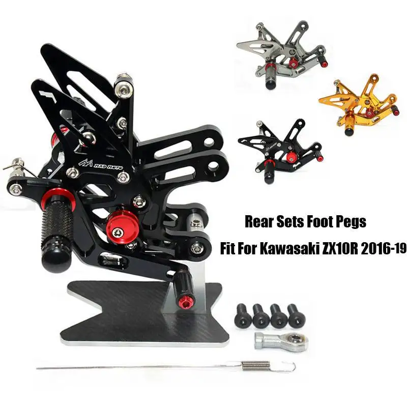 

Fit For Kawasaki ZX-10R 2016-2019 17 18 CNC Adjustable Footrest Foot Peg Pedal Mount Bracket Sets Footpeg Rider Rear Rearset