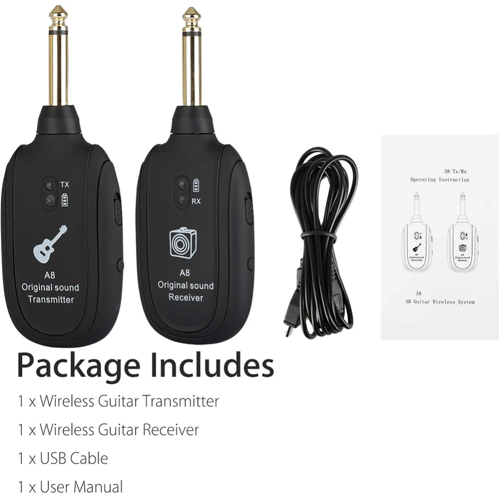 Беспроводная гитарная система UHF передатчик приемник Встроенный перезаряжаемый