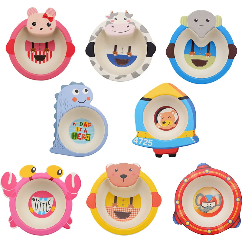 

Bamboo Fiber Tableware Cartoon Animal Baby Feeding Bowls Creative Shatter-Resistant Kitchen Children Noodle Soup Bowl Tableware