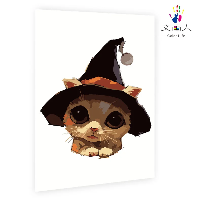 Рождественская кошка картина животных по номерам с комплектами на холсте