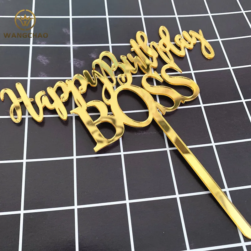 

Creative Acrylic Happy Birthday Boss Cake Topper Adult Party Favors Baking Decorating Supplies Decorations Cake Toppers