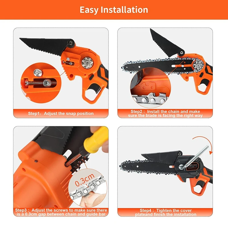 

6-Inch Chainsaw Chain and Guide Bar,Replacement Accessories Hardness Materials for the Cordless Handheld Chainsaw