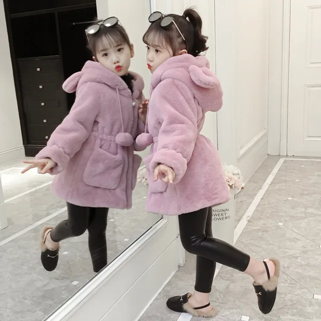 

Autumn Winter Children Girls Warm Thick Jackets with Fur Hooded Kids Long Parkas Girl Outdoor Coats Baby Girl Overcoat 4-12Years