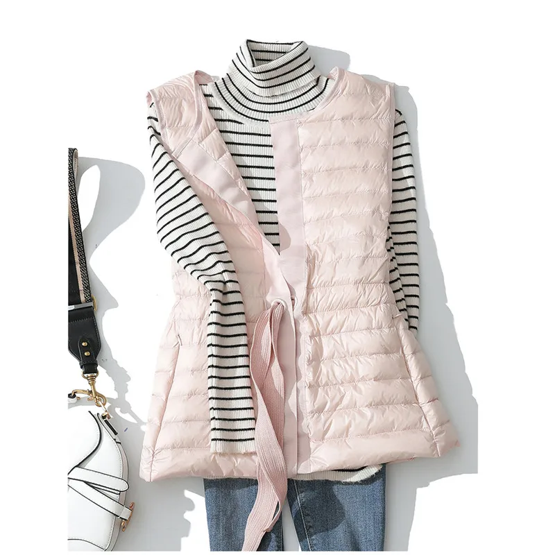 Sanishroly осенне-зимний женский жилет без рукавов ультра-светильник на утином пуху