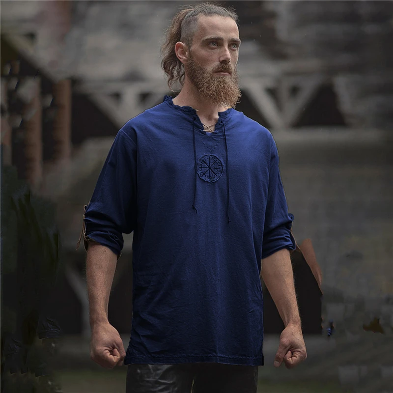 Мужская туника для косплея в виде рыцаря воина винтажная рубашка стиле викингов