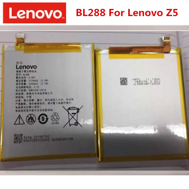 Аккумулятор Lenovo Z5 BL288 для L78011 L78012 высокого качества, замена для мобильного телефона, емкость 3300 мАч.