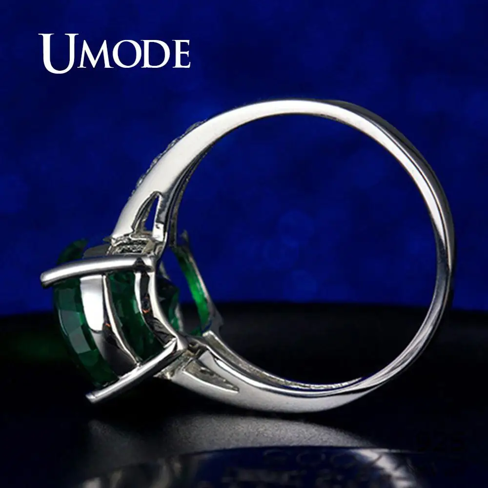 Новые овальные зеленые кольца UMODE для женщин обручальные с цибическим цирконием