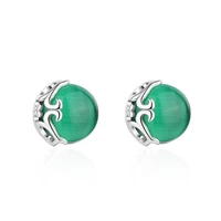 everoyal trendy crystal green stud earrings for women accessories fashion silver plated girls earring female jewelry hot