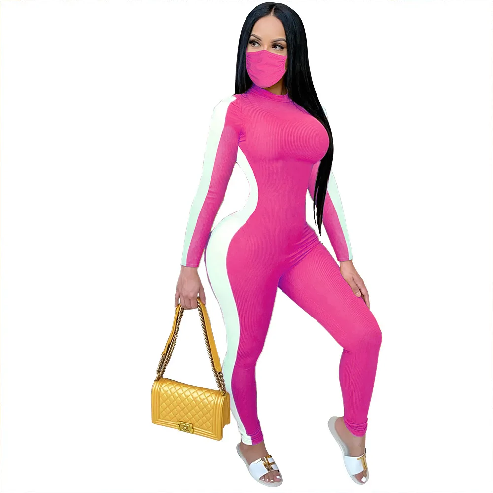 

new product high street fashion striped tie dye jumpsuit romper women o neck long sleeve high waist skinny one piece outfits