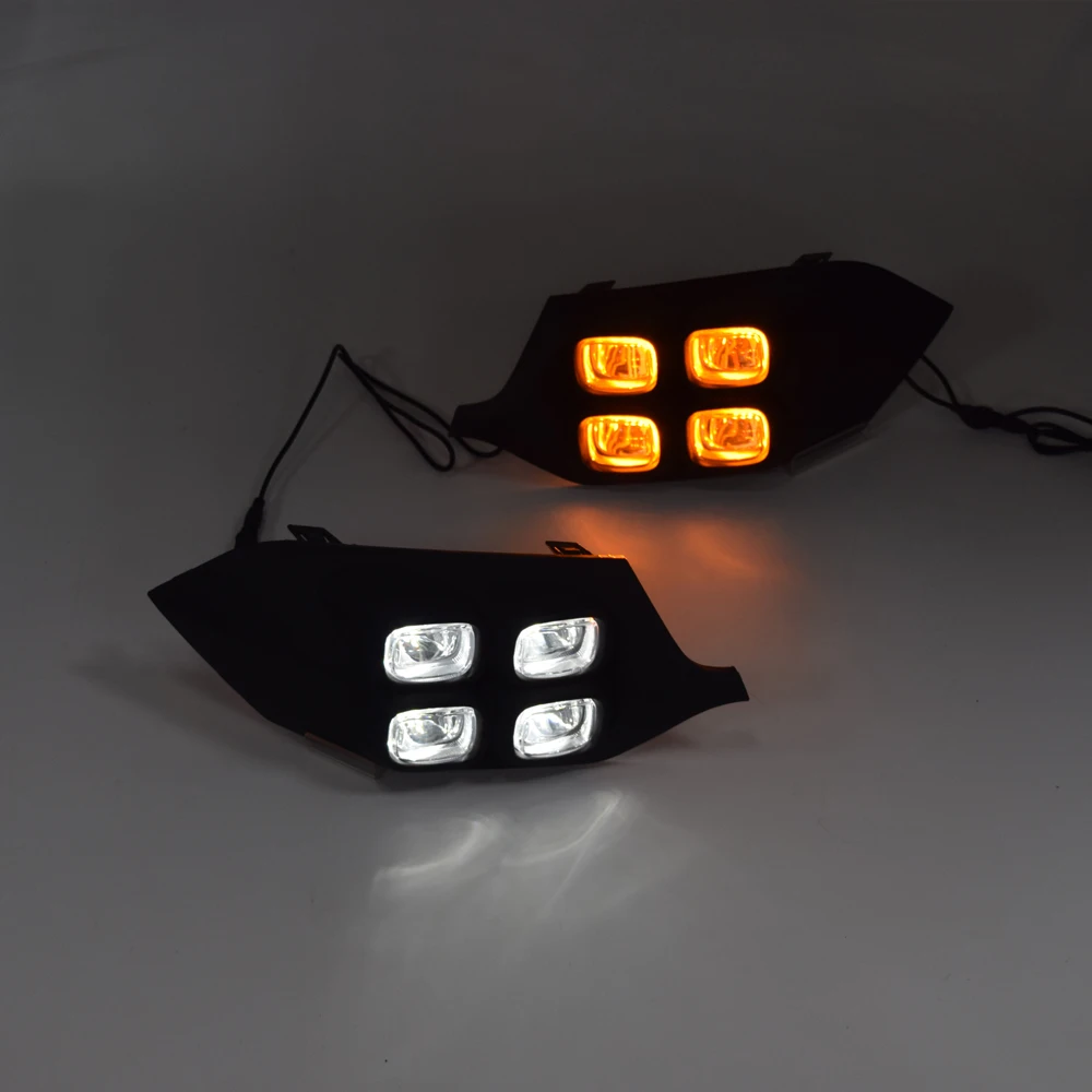 

Car-styling Turn signal Function DRL LED Daytime Running Lights for Pajero Sport 2016 2017 Replace orignal Fog Lamp Covers Hole