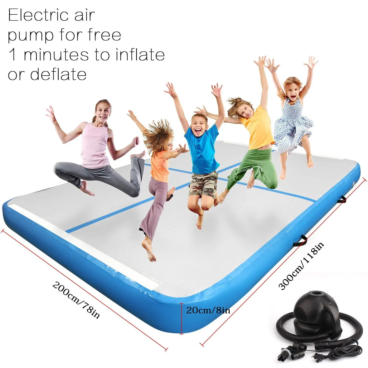 

Free Shipping 3x2x0.2m Gymnastics Exercise Mat Inflatable Tumbling Mats, Air Tumbling Track With a Pump