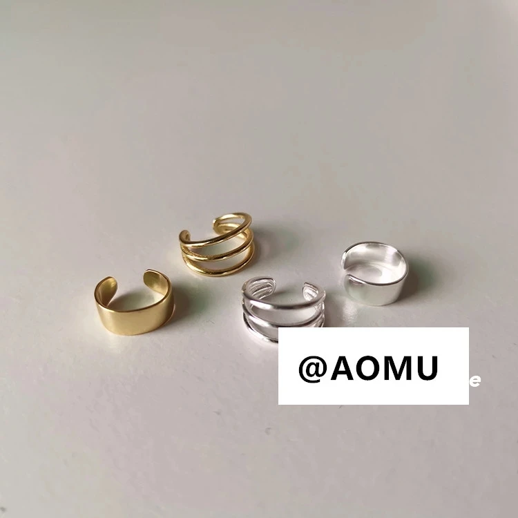 Женские серьги-каффы AOMU минималистичные металлические золотистого и