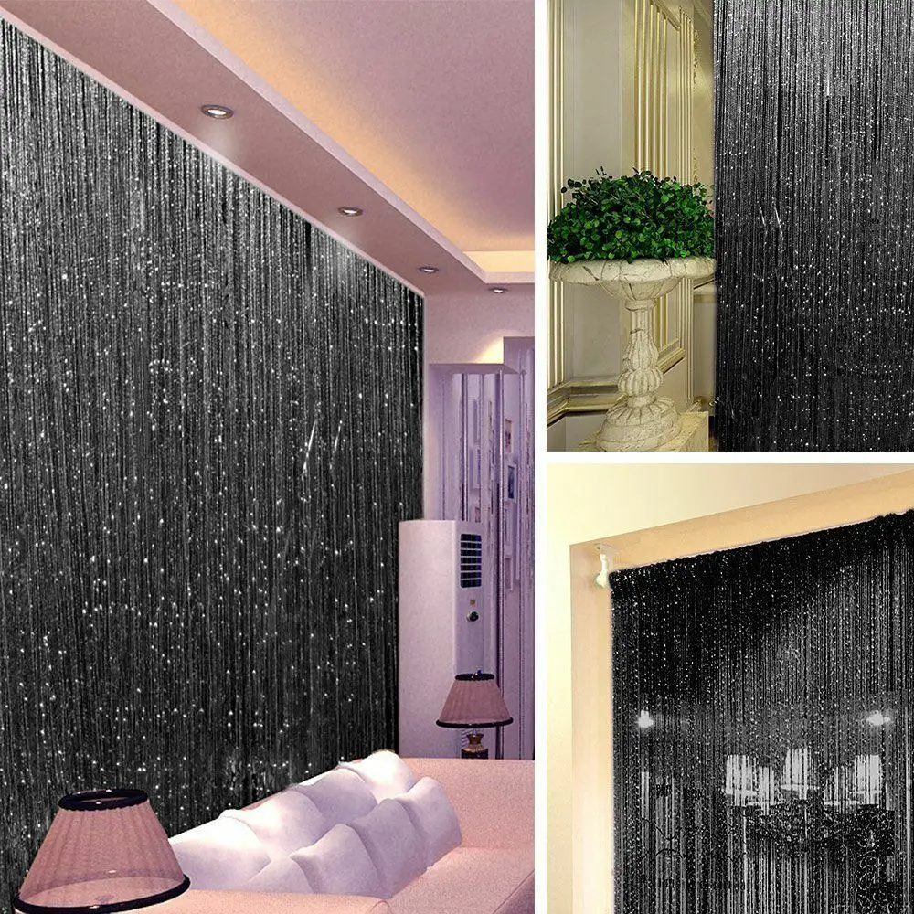 

2020 NEW Luxury glass curtain 200x100cm Flash line bright tassel door curtain window divider home decoration curtains