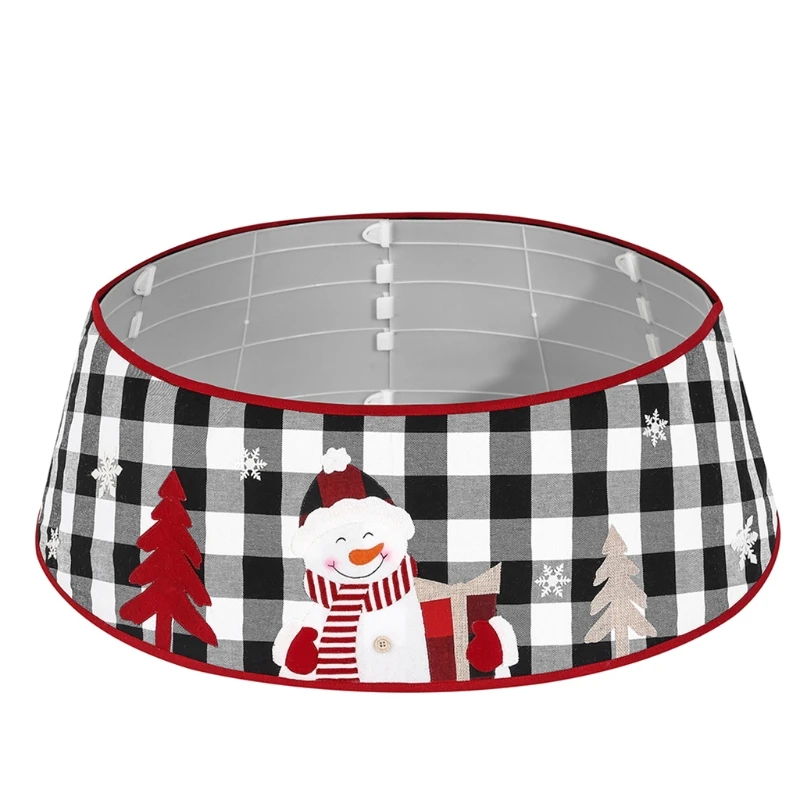 

Юбка на рождественскую елку, снеговик, черный, белый клетчатый базовый воротник, Рождественский Декор R2JC