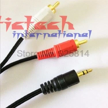 Через dhl или ems 200 шт. 1 5 м 3 AV в 2 аудио стерео Aux шнур 2RCA на мм штекер RCA кабель для
