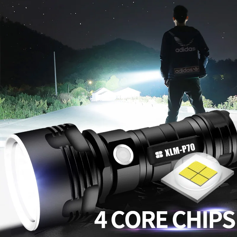 

Super Powerful LED Flashlight L2 XHP50 Tactical Torch USB Rechargeable Linterna Waterproof Lamp Ultra Bright Lantern Camping