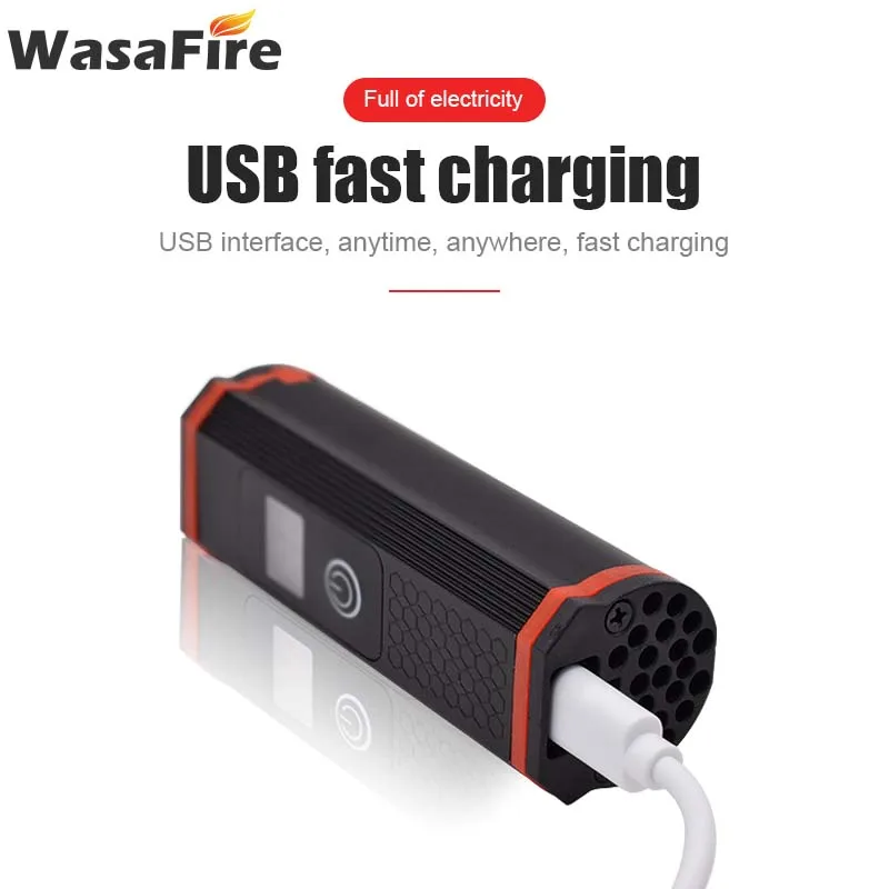 Передний светодиодный фонарь T6 для велосипеда с зарядкой по USB водонепроницаемый