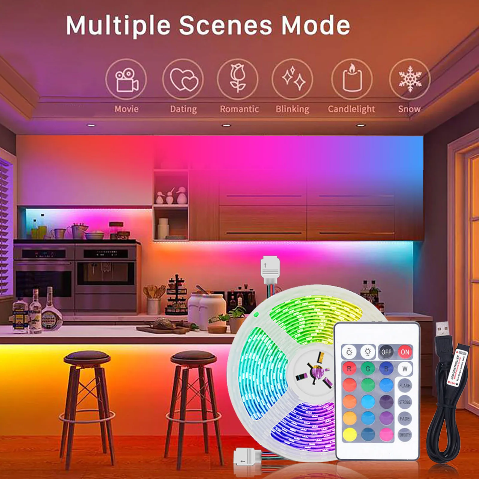 

5 м светодиодный светильник полосы мульти-Цвет USB 5050 Гибкая RGB ТВ фон светильник вечерние украшения светодиодный светильник полосы Neon светод...