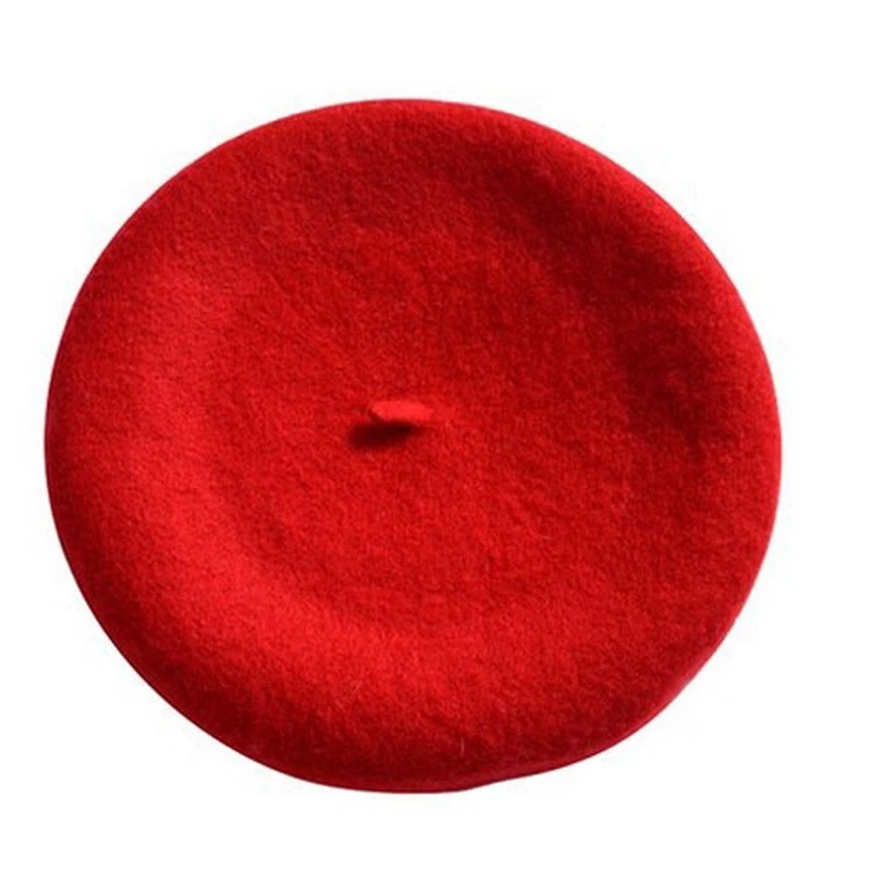 Берет женский шерстяной однотонный Теплая Зимняя Шапка-бини в винтажном стиле