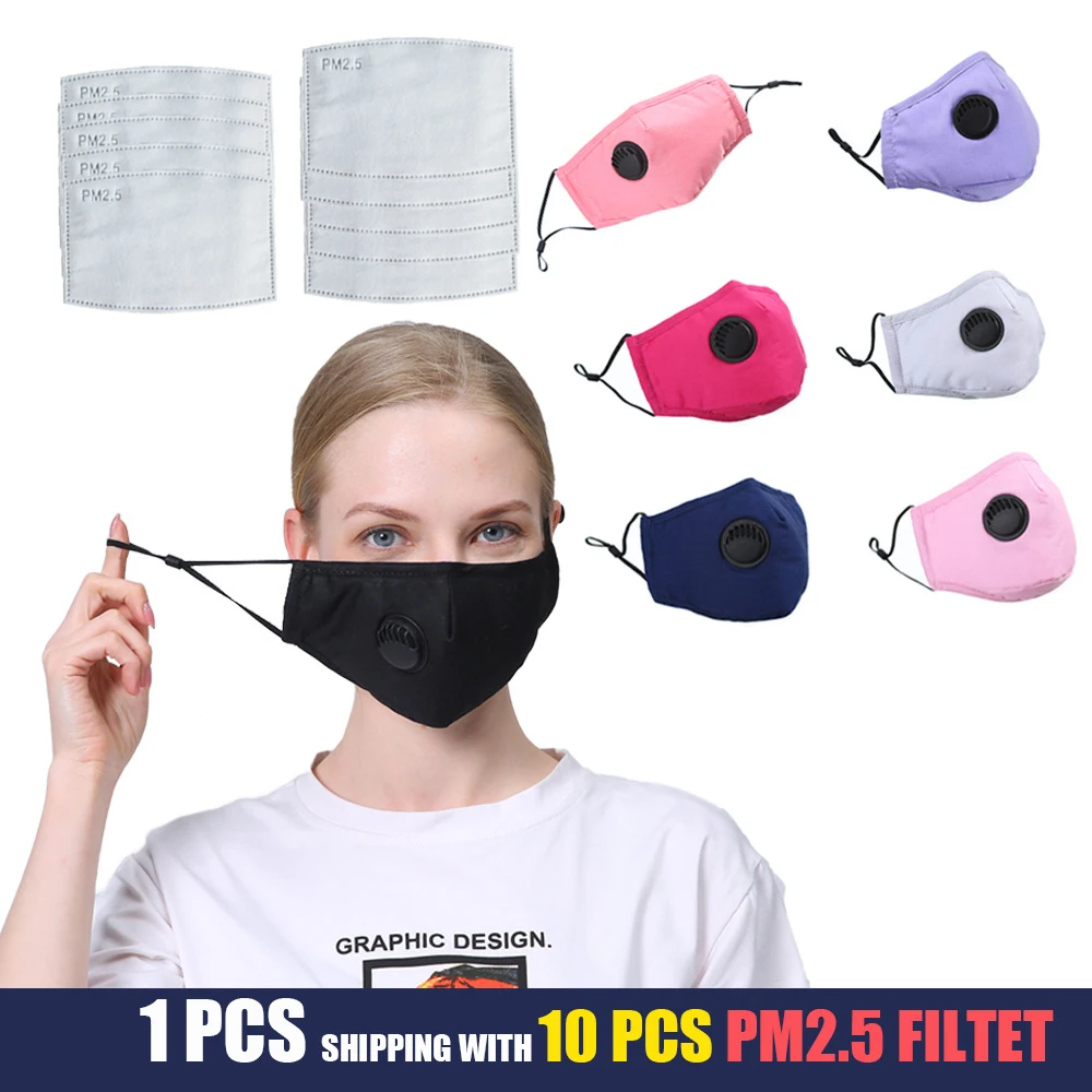 Маска многоразовая со сменным фильтром с активированным углем PM2.5 10 шт|Маски| |