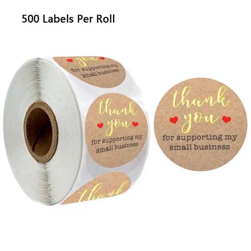 

G2AA 500pcs Thank You for supporting My Small Business Stickers with Gold Foil Round Labels Shop Handmade Sticker