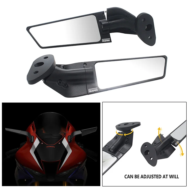 

2PCS New CBR1000RR Motorcycle Mirrors Modified Wind Wing Adjustable Rotating Rearview Mirror for Honda CBR1000RR 2008-2020 2021