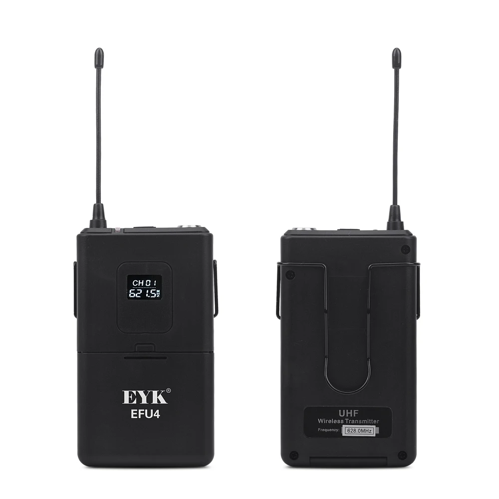 EYK EFU4 4 канала UHF Беспроводной микрофон Системы с 2 поясной и ручной для сцены