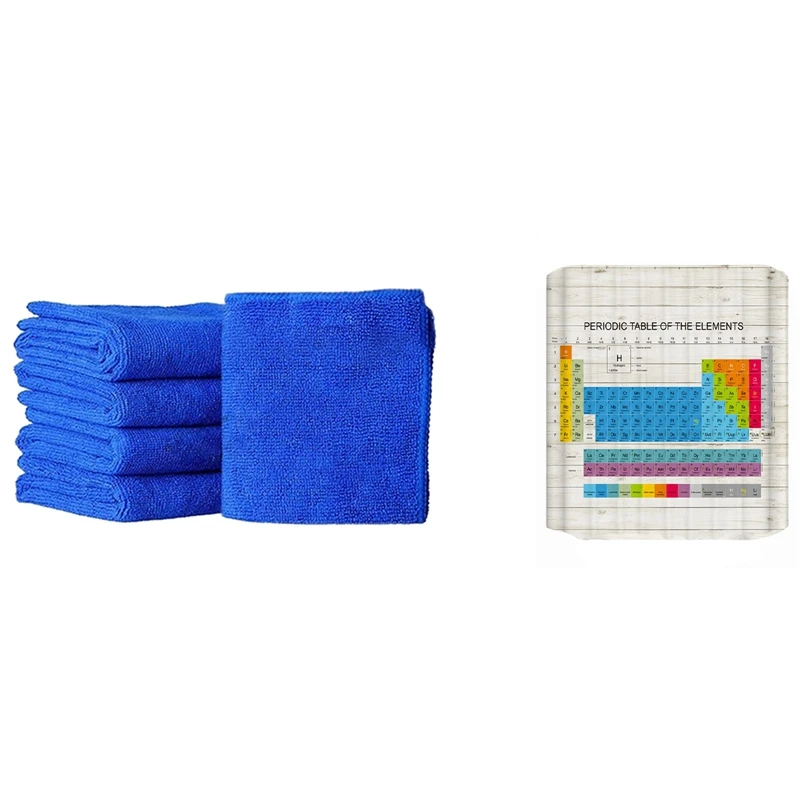 

5Pcs Fiber Absorbent Towel Cleaning Towel & 1 Set 180X180cm Periodic Table Of Chemical Elements Bathroom Shower Curtain