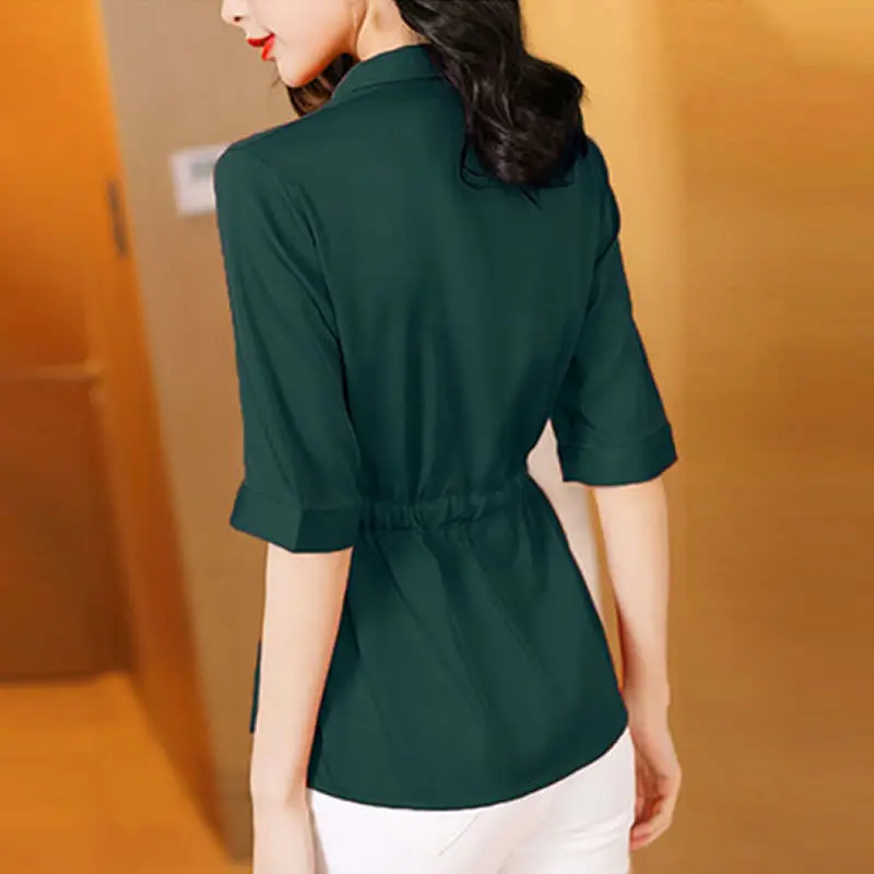 Новые женские весенне-осенние блузки модные однотонные Женские топы с длинным