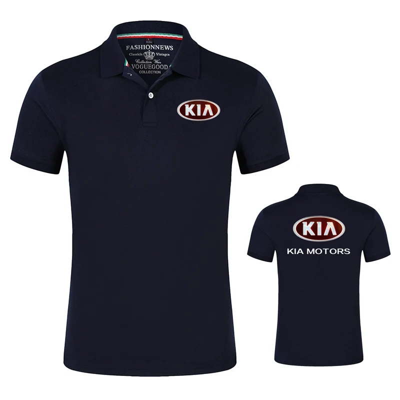 Летняя Хлопковая мужская рубашка поло с коротким рукавом марки KIA Классические