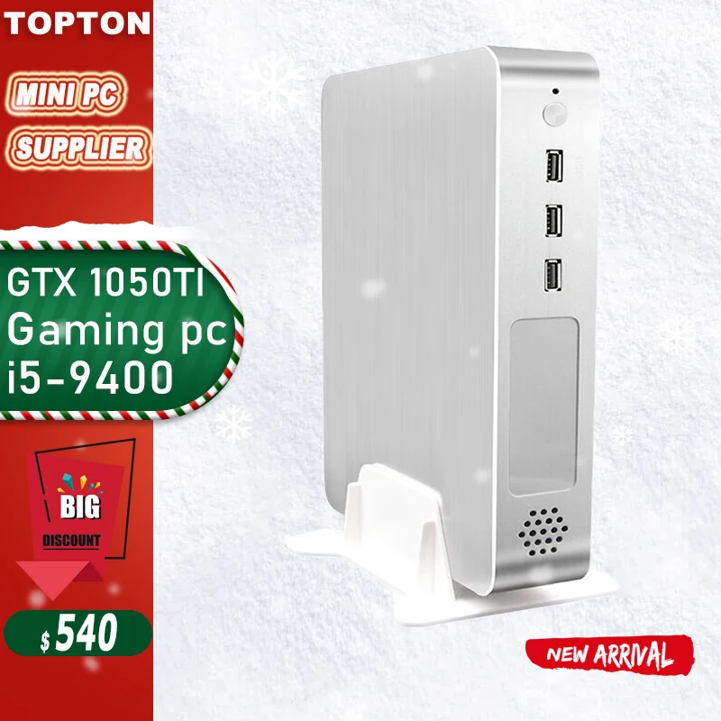 Topton игровой ПК i5 9400F 6 ядер 6 потоков Nvidia GTX 1050TI 4 Гб мини компьютер 2* DDR4 2666 МГц 2* HDMI 2,0, 1* DP, 1* DVI WiFi