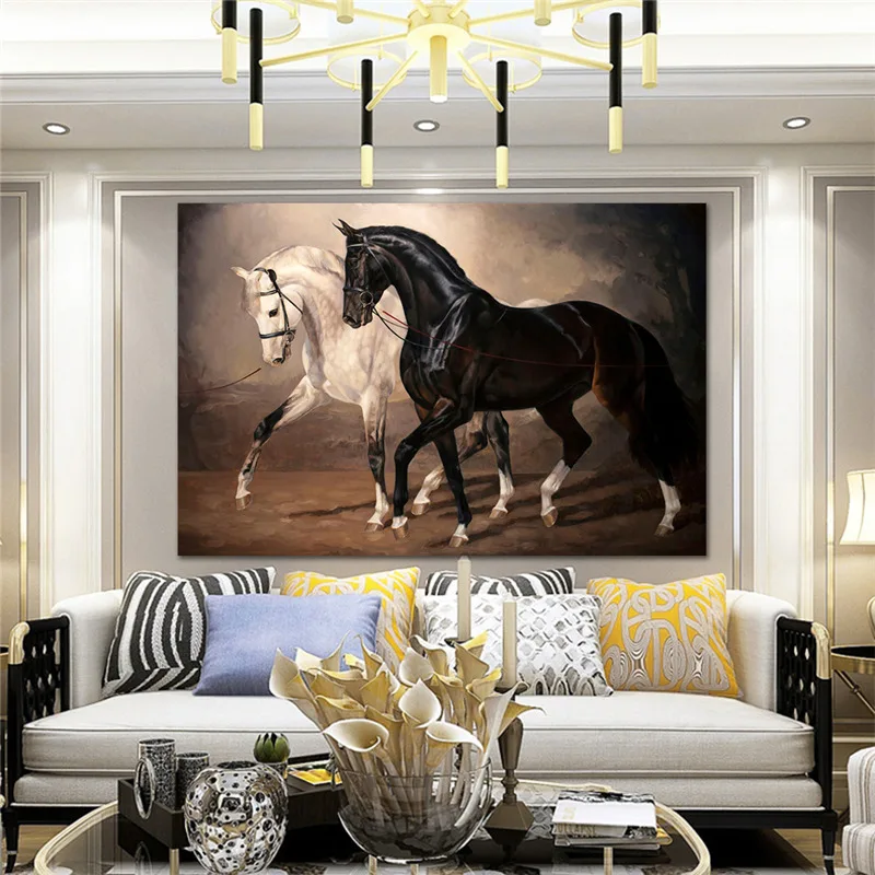 

Anime Black and White Style Wall Art Canvas Painting Nordic Poster and Print Horse Picture for Kids Baby Home Bedroom Wall Decor