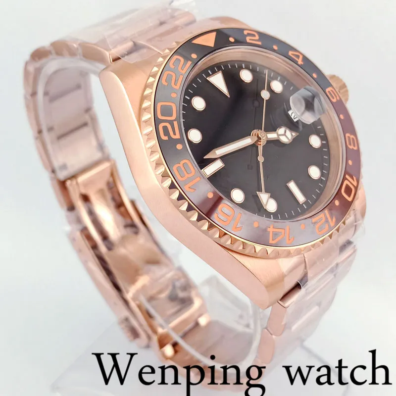 40 мм чехол из розового золота сапфировое стекло керамический ободок черный