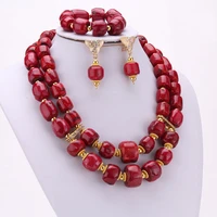 4ujewelry african beads jewelry set 13mm nigerian coral beads necklace women jewellery set 2021 red coral beads set