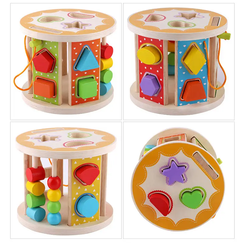 

Kids Toys Matching Intelligence Box Shape Sorter Cognition Matching Wooden Building Blocks Baby Eductional Toys For Children