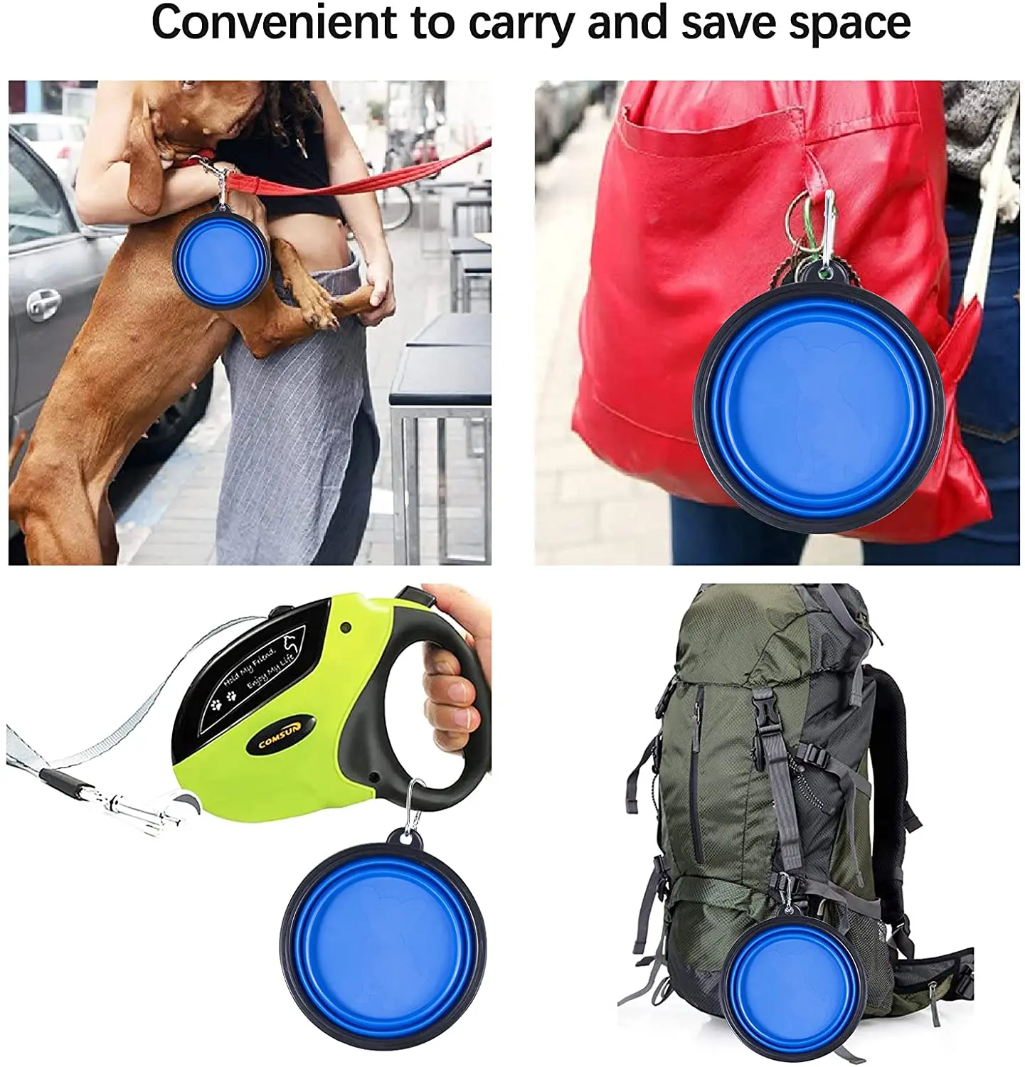 

Dog Bowl, McoMce 2 Pack Portable Dog Bowl for Pet, Dog Bowls for Cats and Dogs, Folding Travel Dog Bowl Food Dishes with Carabin