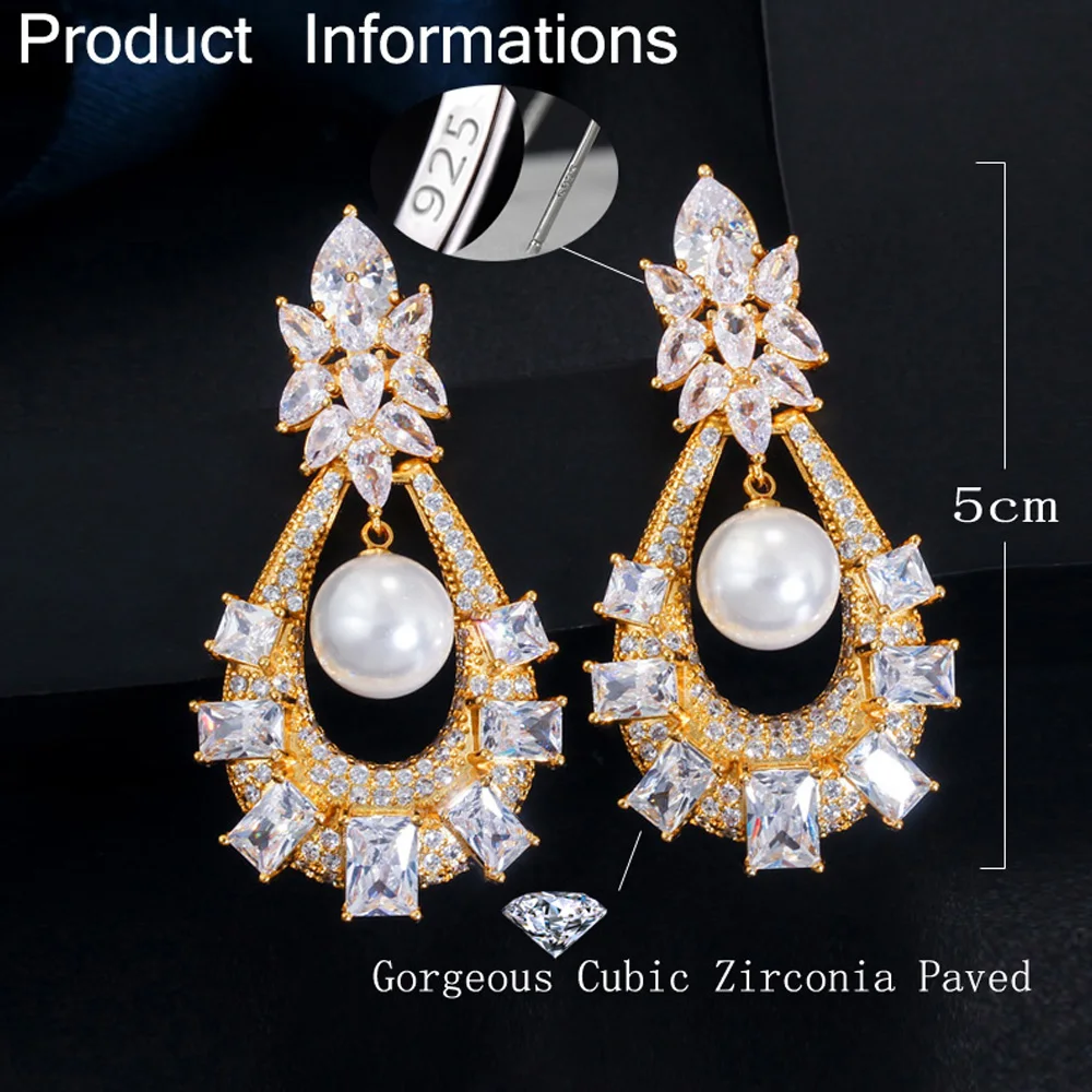 ThreeGraces роскошные индийские серьги-капли золотого цвета с фианитом большие