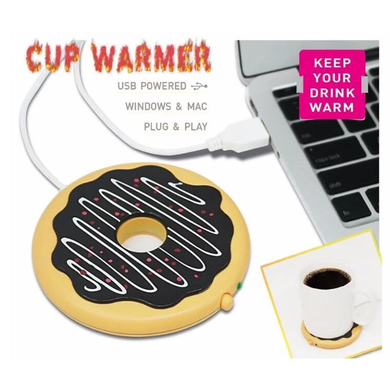 

Drinks Coasters Donut Desktop Tea Coffee Cup Mug USB Warmer Mat Heater Keep Drink Warm Heat Preservation Mat Table Placemats