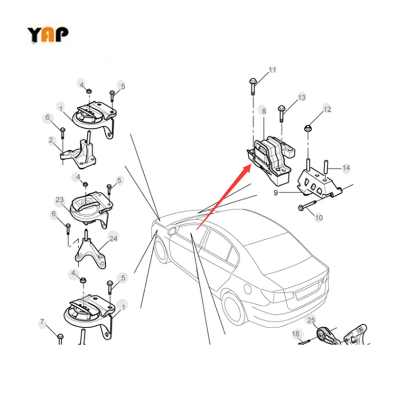 Новый изолятор для установки двигателя спереди и справа Roewe MG350 Mingjue MG5 1 5 л L4 50015720