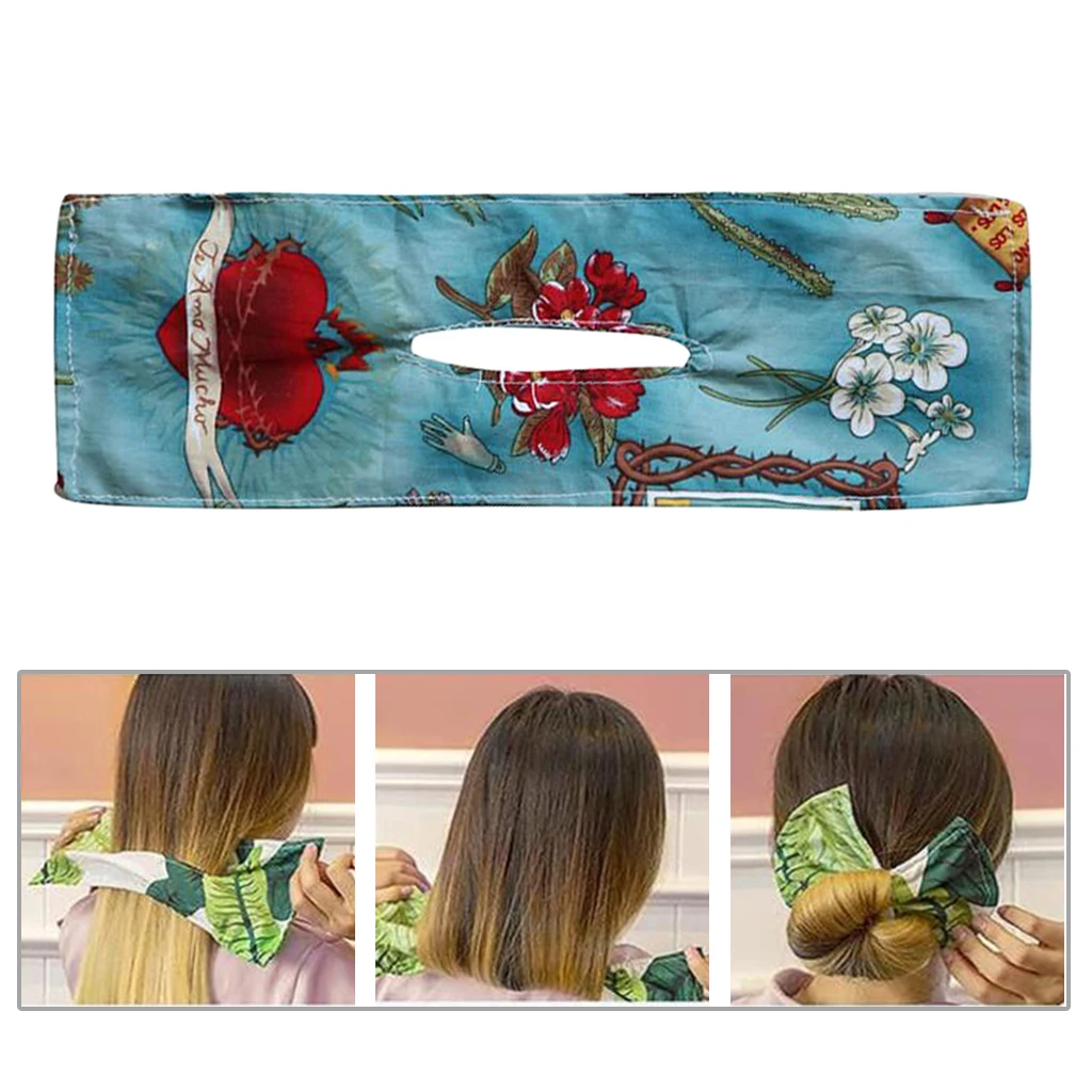 

Deft Bun Hair Bands Women Summer Knotted Print Wire Headband French Twist Hairstyle Donut Bun Former Maker Hair Bands