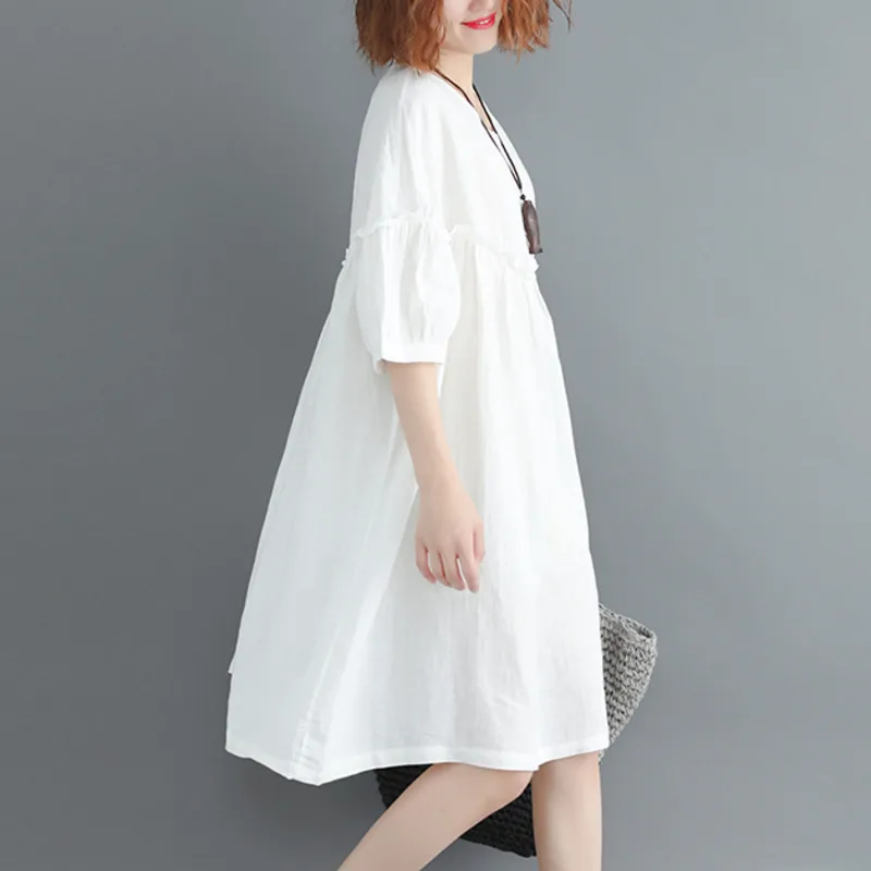 Женское винтажное платье с коротким рукавом круглым вырезом и воланом | Женская