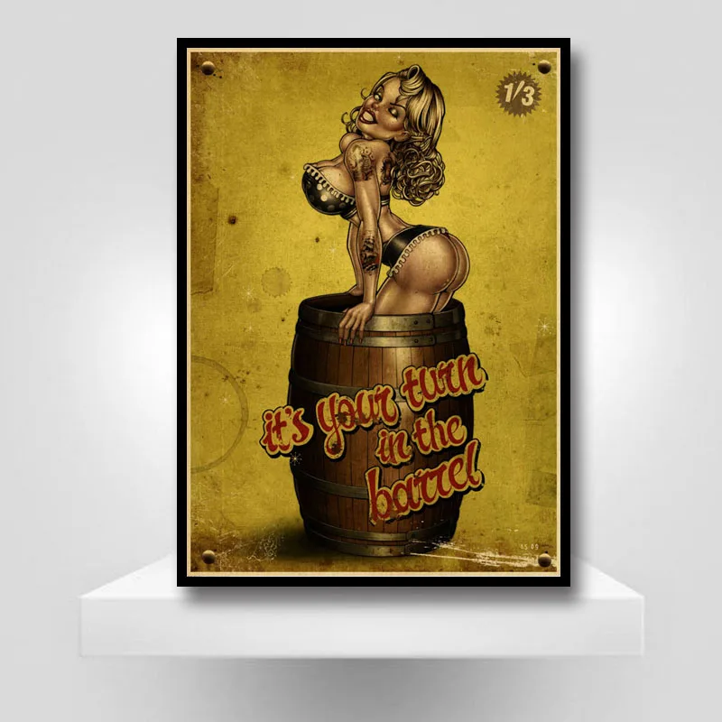 

Pin Up Girl Posters Vintage Sexy Girl Poster Sticker Kraft Paper Painting Wall Decor for Bar Pub Club Bedroom