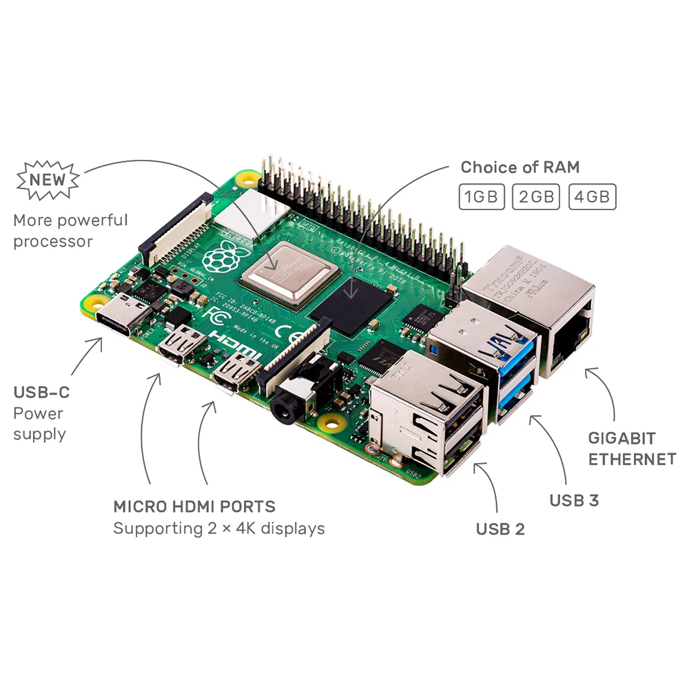 Официальная макетная плата raspberry pi 4 model b Гб ОЗУ 1 5 ГГц поддержка 2 4/5 0 Wi Fi Bluetooth