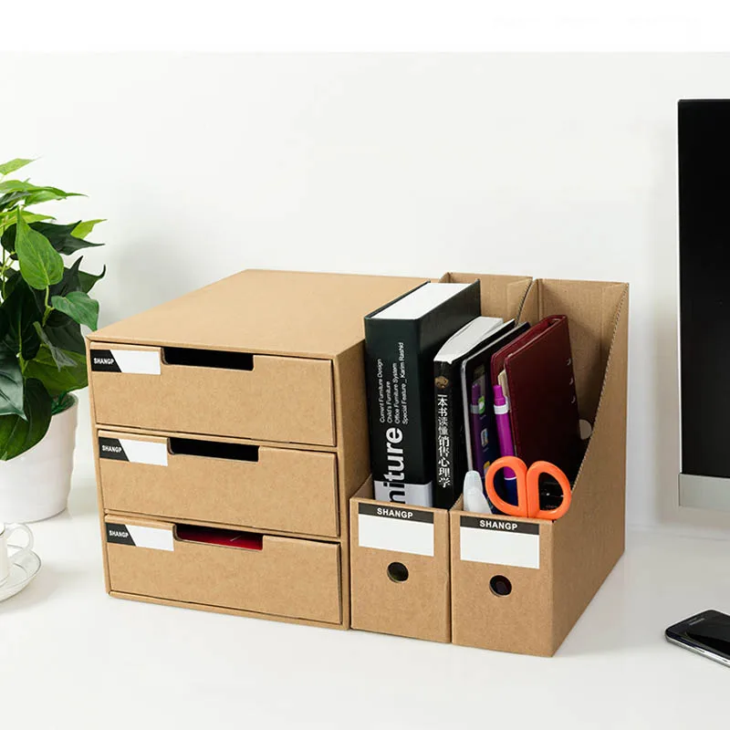 5 шт. жесткий бумажный ящик для хранения файлов крафт бумага офиса и учебы
