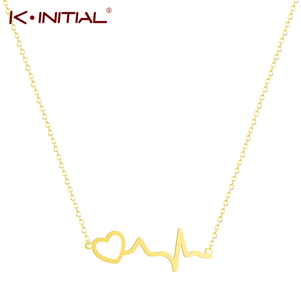 

Kinitial Stainless Steel EKG Heartbeat Love Cardiogram Necklace Jewelry Heart beat ECG Necklaces for Women doctor nurse gift