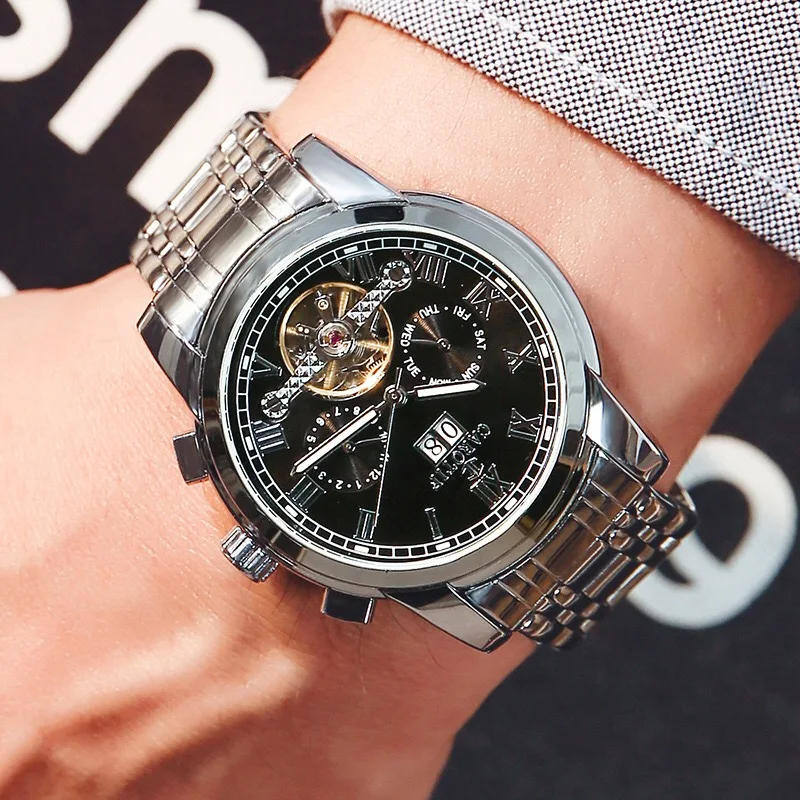 

Luxury Brand CAROTIF Full Steel Business Men Watches Reloj Hombre Tourbillon Automatic Mechanical Watches Men Montre Homme Man