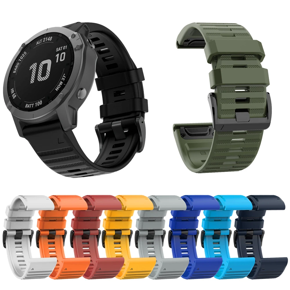 Для Garmin Fenix 6X / Fenix5X Fenix3 HR D2 ремешок 26 мм Силиконовые Ремешки для наручных часов