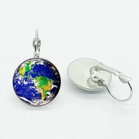 fashion new ladies world map glass globe jewelry men and women earth earrings holiday gifts